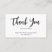 Bedankt Script Zwart-wit Zakelijk Logo Kortingskaartje (Voorkant)