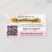 Bedankt Shabby Blush Waterverf Rozen Korting Visitekaartje (Achterkant)