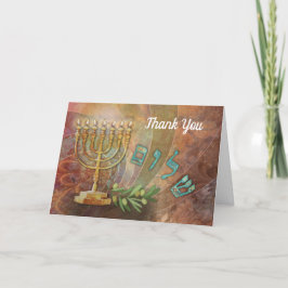 Bedankt Shalom Menorah Hebrew Kaart