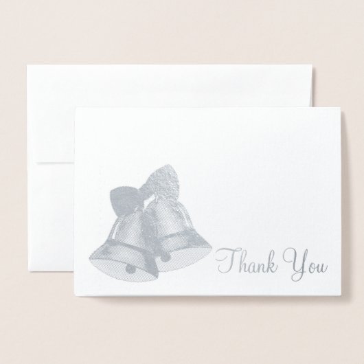 Bedankt Silver Bells Wedding Verloving Holiday Folie Kaarten (Voorkant met envelop)