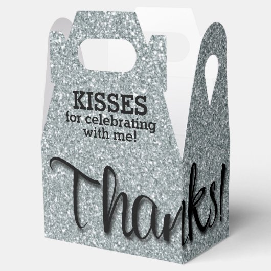 BEDANKT Silver Faux Glitter Bedankdoosjes (Geopend)
