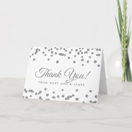 "Bedankt" Silver Faux Glitter Confetti White Bedankkaart