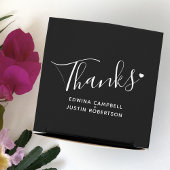 Bedankt simpele script zwarte witte hartbruiloft bedankdoosjes