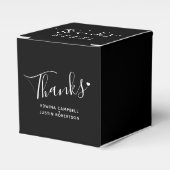 Bedankt simpele script zwarte witte hartbruiloft bedankdoosjes (Voorkant Zijde)