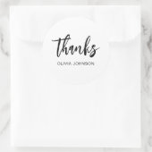 Bedankt Simple Modern Black White Ronde Sticker (Tas)