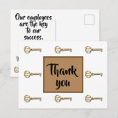 Bedankt Sleutel tot ons succes Waardering van mede Briefkaart (Voorkant / Achterkant)