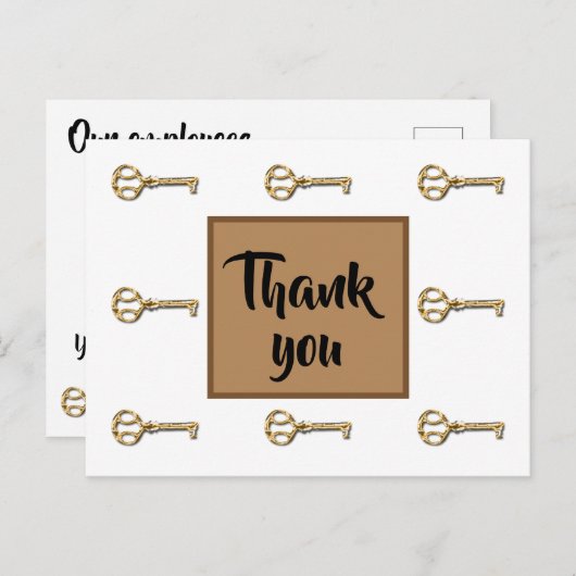 Bedankt Sleutel tot ons succes Waardering van mede Briefkaart (Voorkant / Achterkant)