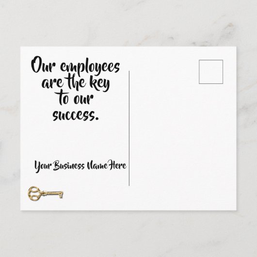 Bedankt Sleutel tot ons succes Waardering van mede Briefkaart (Achterkant)