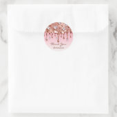 Bedankt Small Business Drips Pink Glitter Ronde Sticker (Tas)