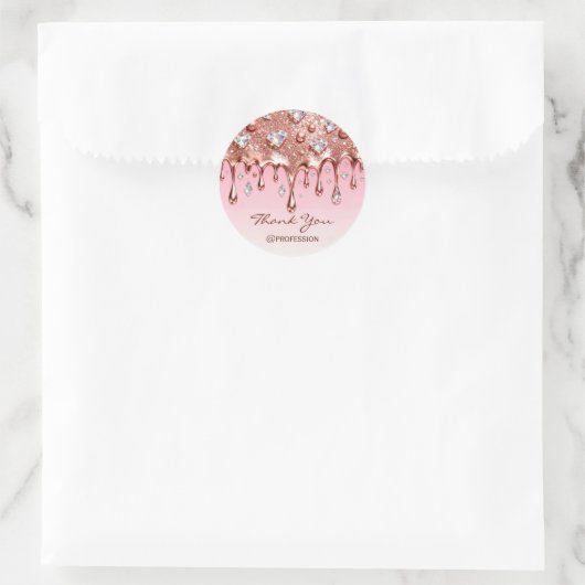 Bedankt Small Business Drips Pink Glitter Ronde Sticker (Tas)