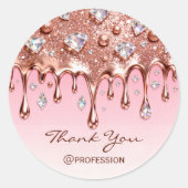 Bedankt Small Business Drips Pink Glitter Ronde Sticker (Voorkant)