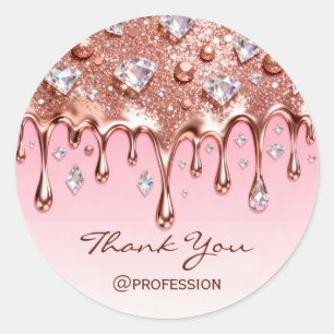 Bedankt Small Business Drips Pink Glitter Ronde Sticker