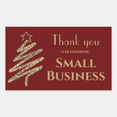 Bedankt Small Business Gold Glitter Vakantie Rechthoekige Sticker (Voorkant)
