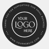 Bedankt Small Business Logo Simple Black Ronde Sticker (Voorkant)