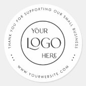 Bedankt Small Business Logo Simple White Ronde Sticker (Voorkant)