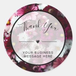 Bedankt Small Business Pink Flowers Ronde Sticker