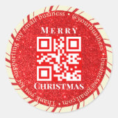 Bedankt Small Business QR Code Holiday Red Ronde Sticker (Voorkant)