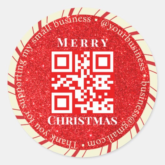 Bedankt Small Business QR Code Holiday Red Ronde Sticker (Voorkant)