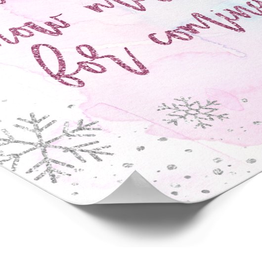 Bedankt SNEE Much Snowflake Glitter Magenta Poster (Hoek)
