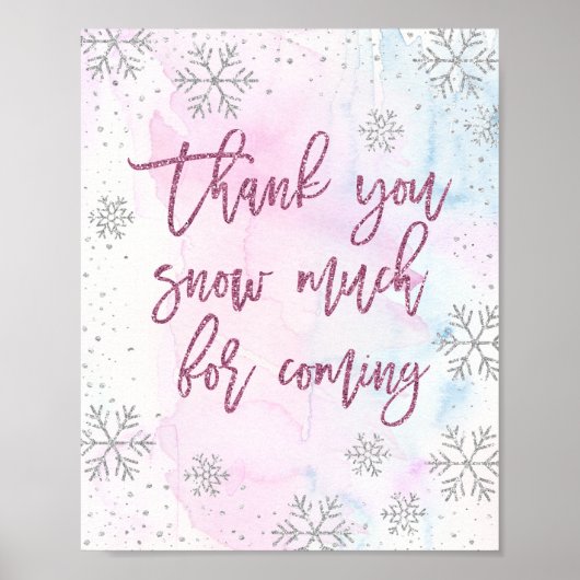 Bedankt SNEE Much Snowflake Glitter Magenta Poster (Voorkant)