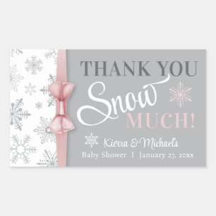 Bedankt SNEEUW Veel Baby Meisje Roze Sneeuwvlok Do Rechthoekige Sticker