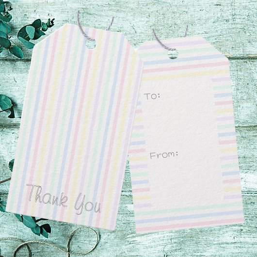 Bedankt, Snoep Stripes Pastel Multicolor Cadeaulabel