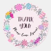 Bedankt Snoep Theme Ronde Sticker (Voorkant)