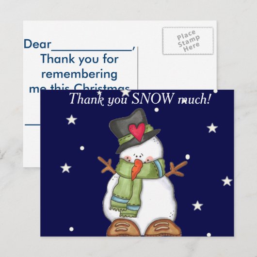 Bedankt Snow Much (personaliseren) Briefkaart (Voorkant / Achterkant)