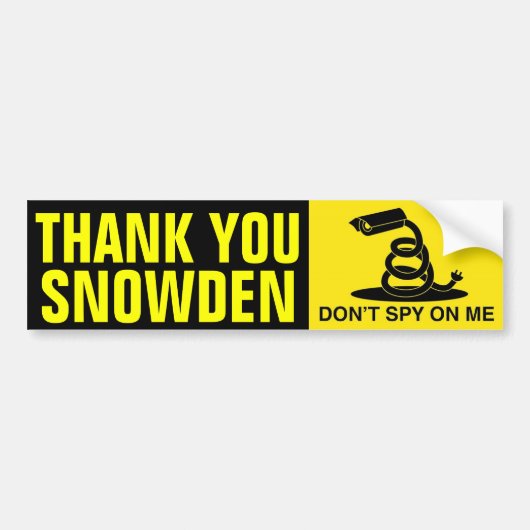 Bedankt Snowden Bumpersticker (Voorkant)