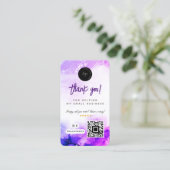 Bedankt Social Media QR Code en Logo Paarse Visitekaartje (Staand voorkant)