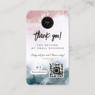 Bedankt Social Media QR Code & Logo Waterverf Visitekaartje