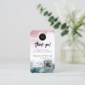 Bedankt Social Media QR Code & Logo Waterverf Visitekaartje (Staand voorkant)