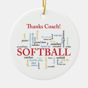 Bedankt Softball Coach-woorden van groep, team, ro Keramisch Ornament