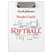 Bedankt Softball Coach-woorden van groep, team, ro Klembord (Voorkant)