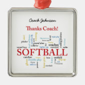 Bedankt Softball Coach-woorden van groep, team, ro Metalen Ornament (Voorkant)