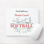 Bedankt Softball Coach-woorden van groep, team, ro Muismat (Met muis)