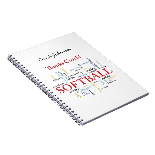 Bedankt Softball Coach-woorden van groep, team, ro Notitieboek (Rechterzijde)