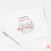Bedankt Softball Coach-woorden van groep, team, ro Rechthoekige Sticker (Envelop)