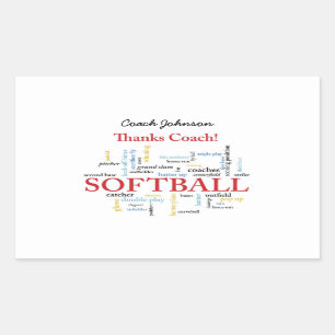 Bedankt Softball Coach-woorden van groep, team, ro Rechthoekige Sticker