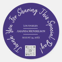 Bedankt Speciale Dag QR-code Logo Blauw Ronde Sticker