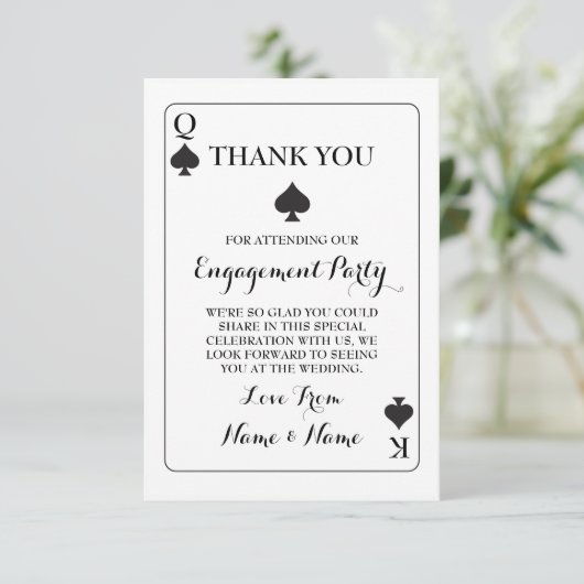 Bedankt Speelkaarten Koning Koningin Aas van Schop Kaart (Staand voorkant)