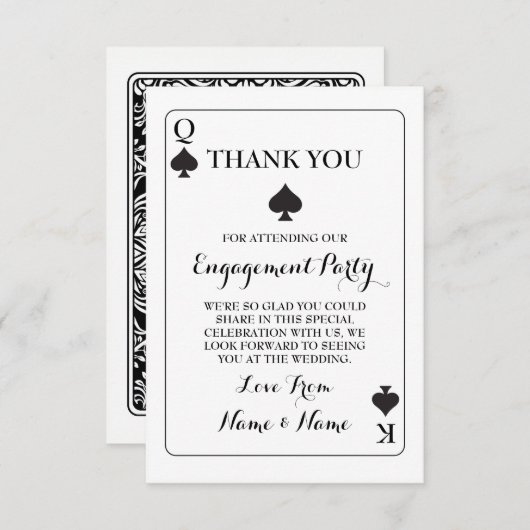 Bedankt Speelkaarten Koning Koningin Aas van Schop Kaart (Voorkant / Achterkant)