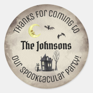 Bedankt Spooktacular Halloween Party Favor Sepia Ronde Sticker