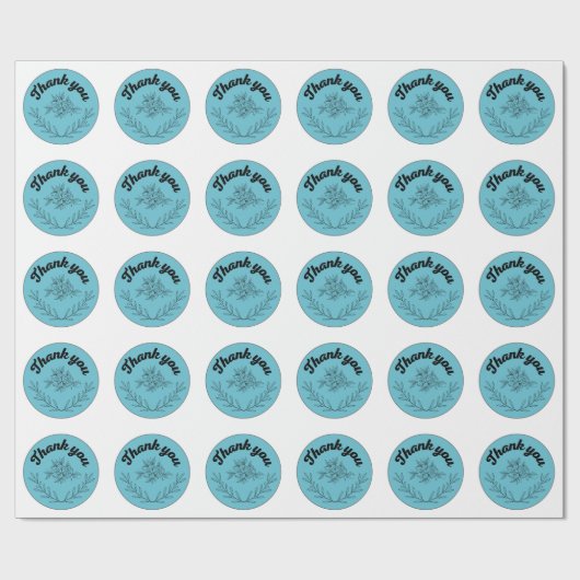 Bedankt sticker bloem cadeaupapier (Vlak)
