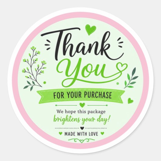 Bedankt Sticker – Elegante Roze Bloemen (Voorkant)