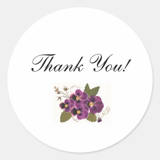 Bedankt Sticker met Pansies (Voorkant)