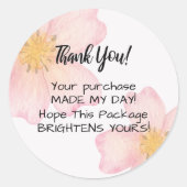 Bedankt Sticker - Roze Waterverf Bloem (Voorkant)