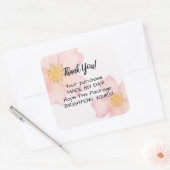 Bedankt Sticker - Roze Waterverf Bloem (Envelop)