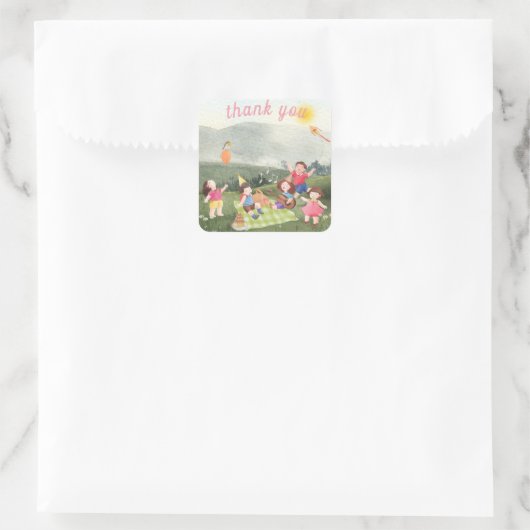 Bedankt sticker voor het tuinfeest van kind (Tas)