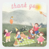 Bedankt sticker voor het tuinfeest van kind (Voorkant)